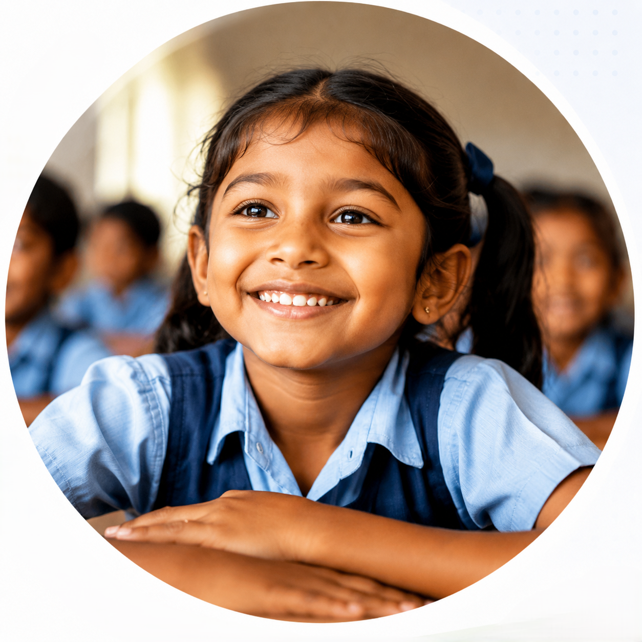 Happy smiling child in school uniform